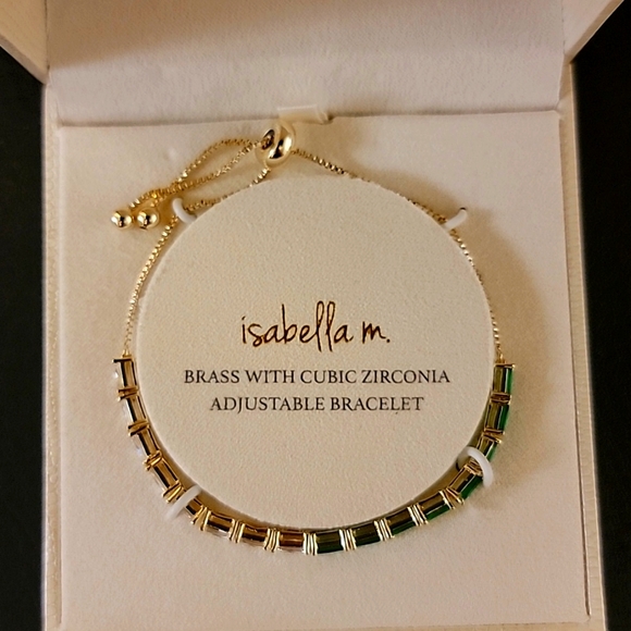 Isabella M adjustable Bracelet- Brass & Cubic Zirconia - Picture 2 of 5